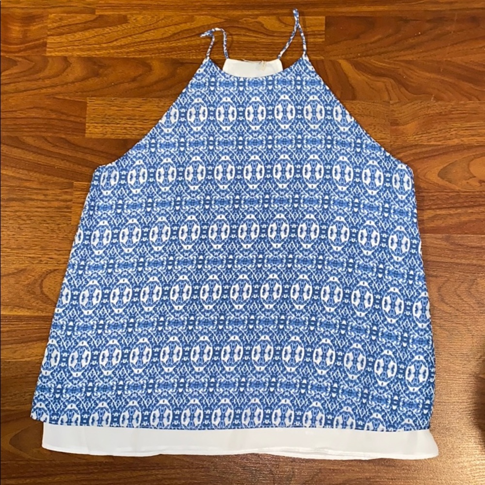 Blue and white tank top